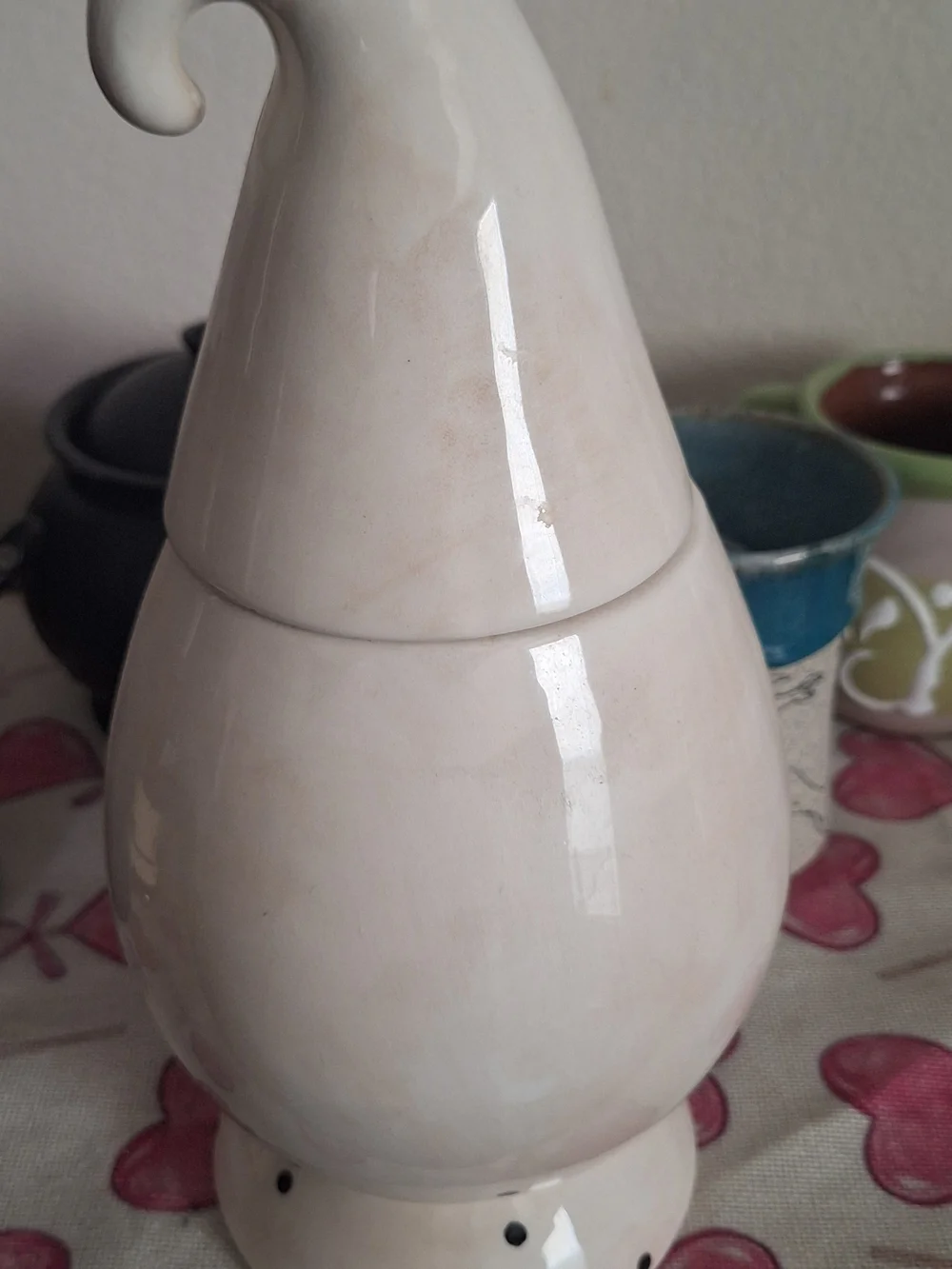 Ceramic Clown Accent Jar in Cream with Black Details - Unbranded